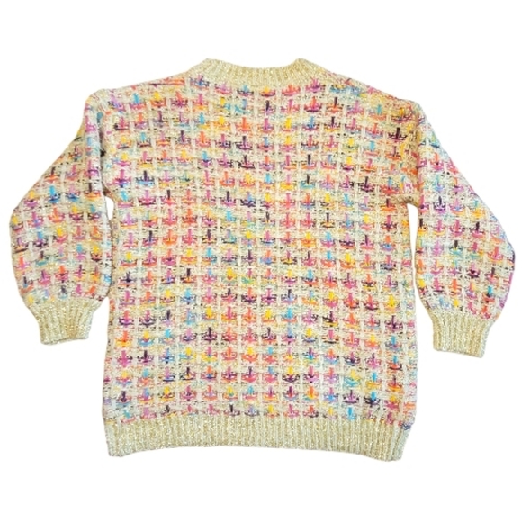 Anthropologie Stellah Multicolor Metallic Knit Sweater Small - Picture 3 of 11